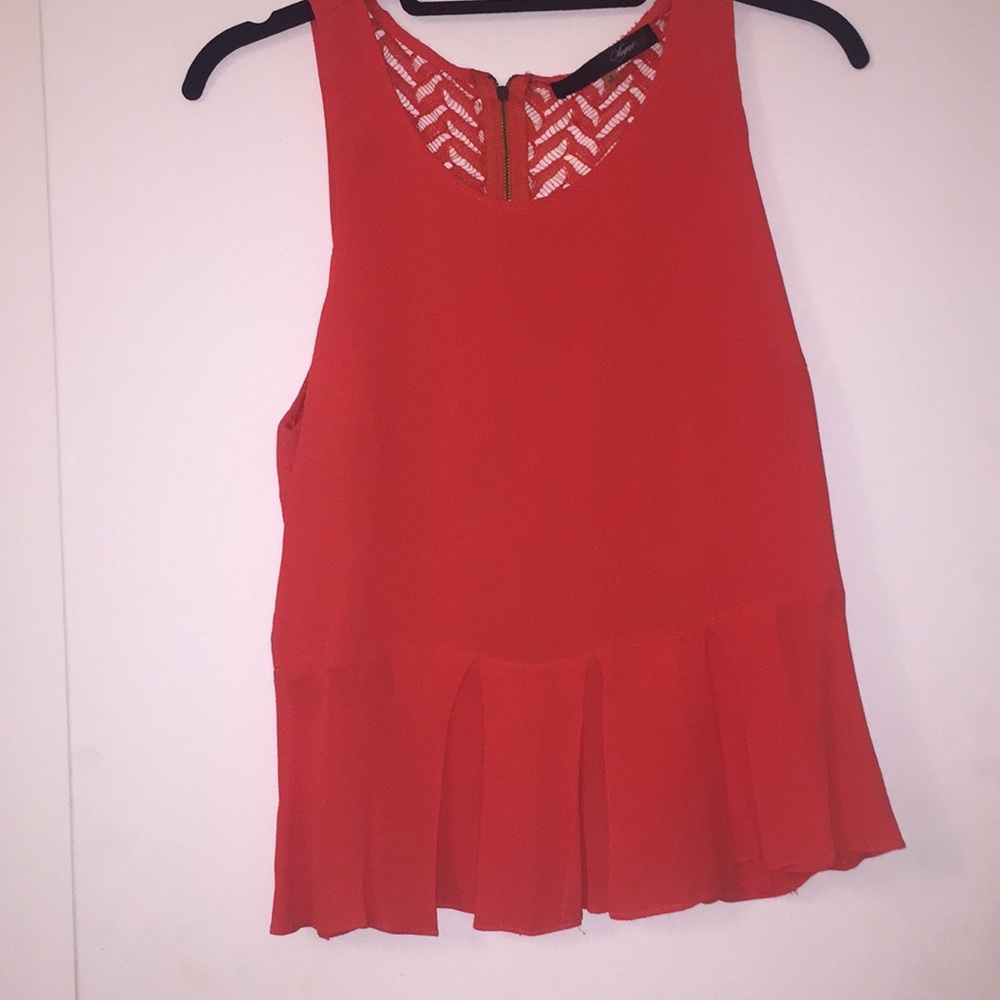Sugarlips Orange peplum sleeveless top size large